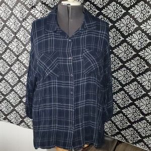 Check It Out Shirt - navy plaid